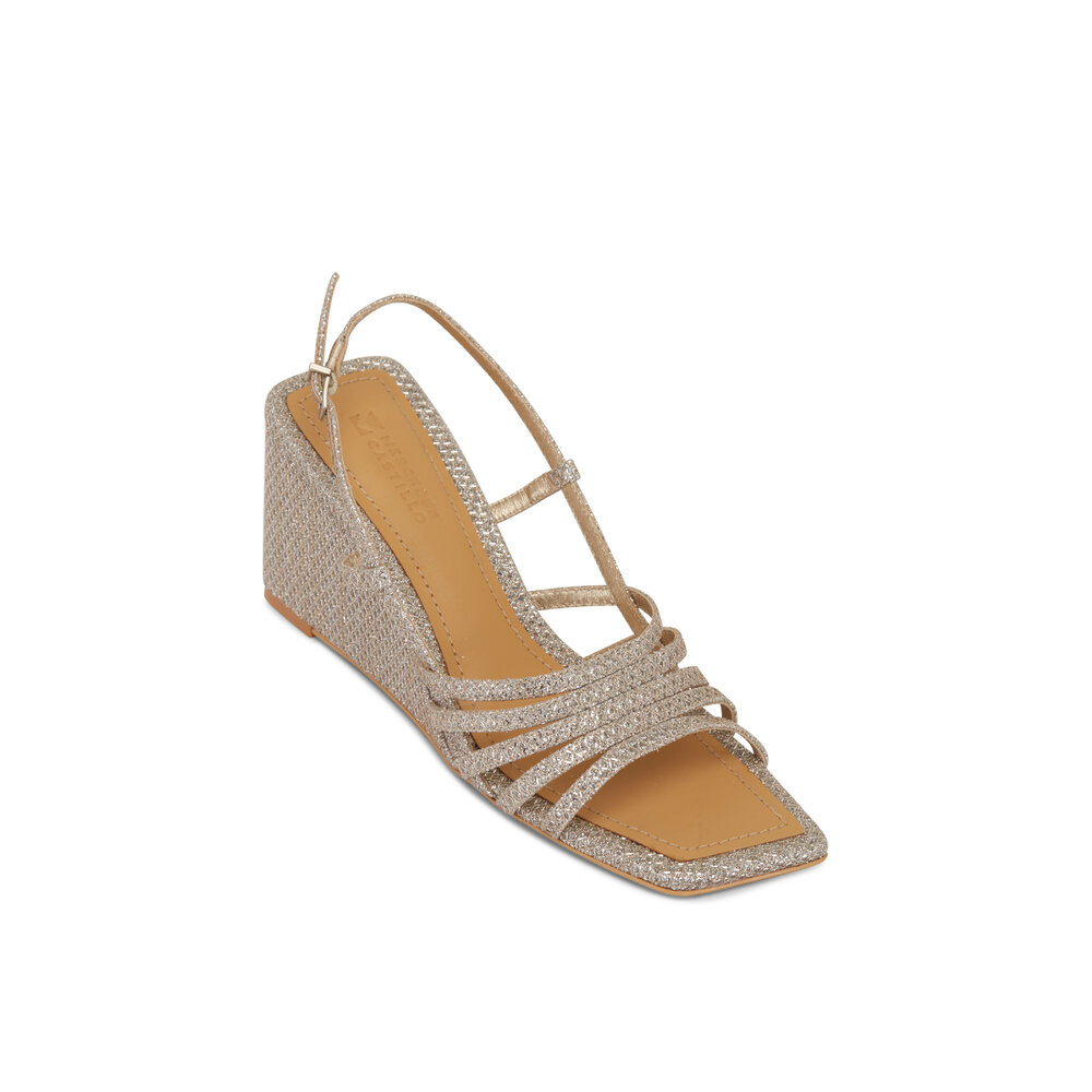 Mercedes Castillo Julia Platinum Slingback Wedge, 75mm