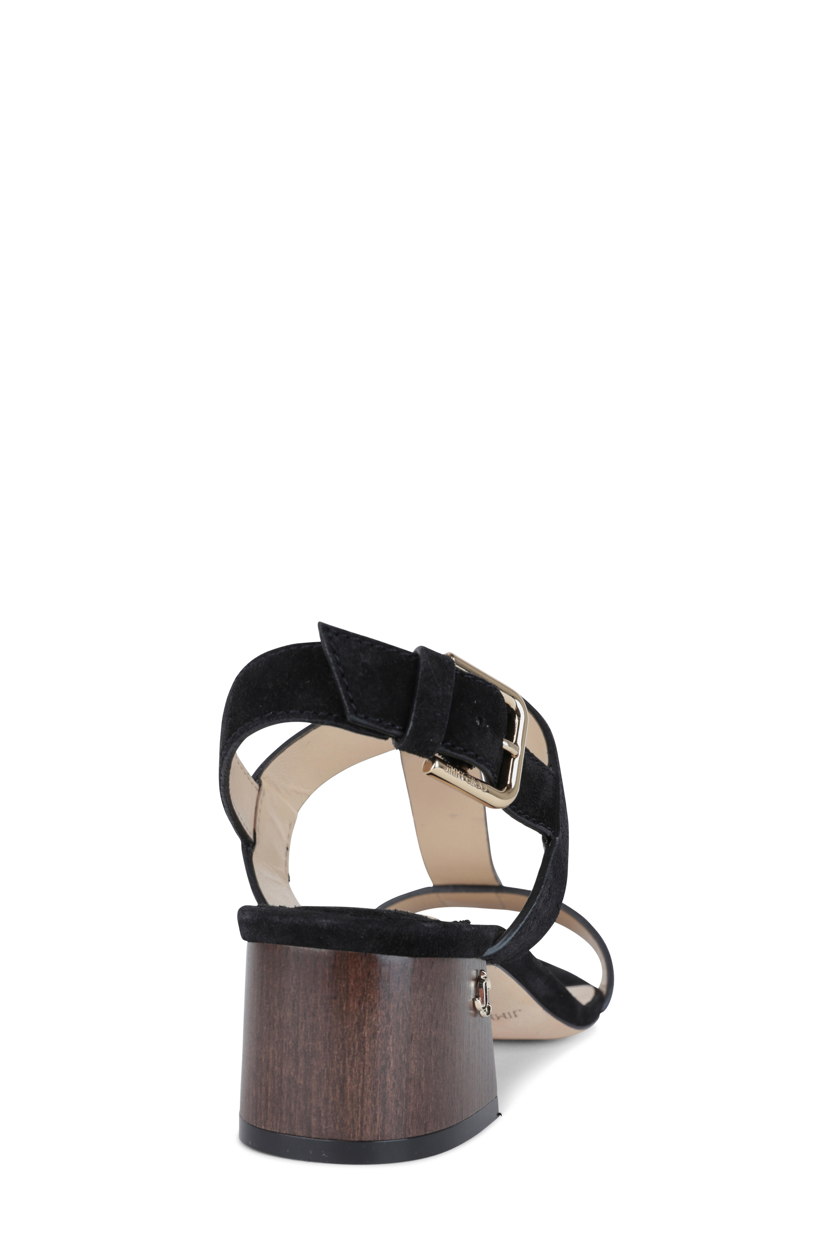 Jimmy Choo Jin 45 Black Suede T Strap Sandal 45mm