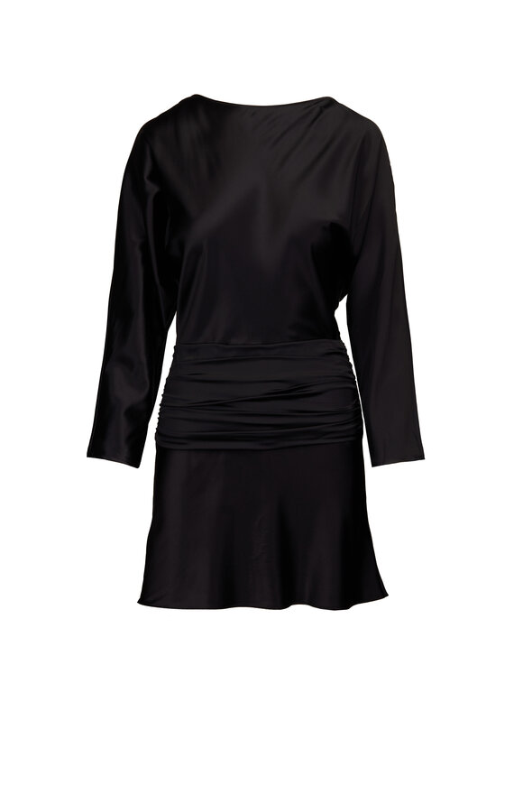 Staud Freda Black Silk Mini Dress - view 1