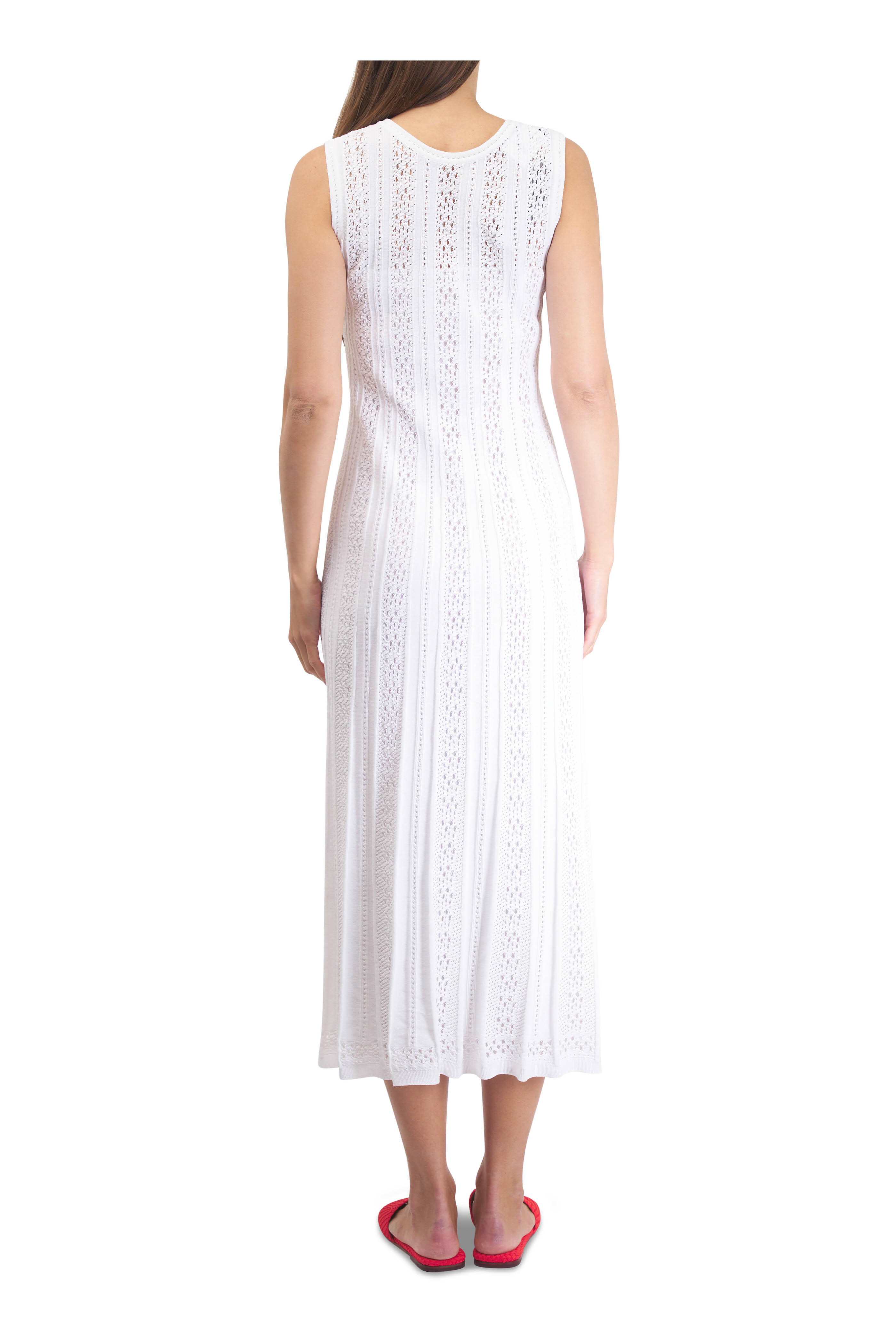 D.Exterior - Ajour White Knit Midi Dress