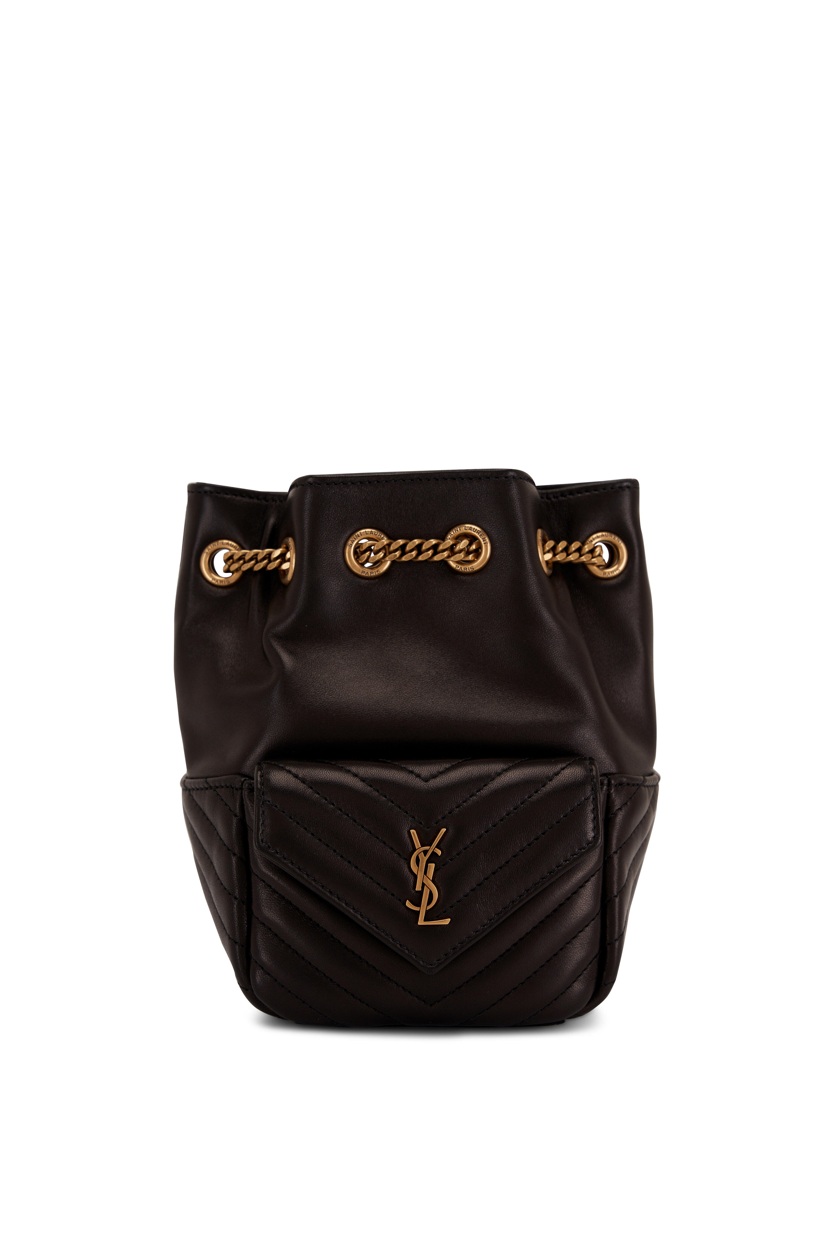 Saint Laurent Leather Monogram Bucket Bag