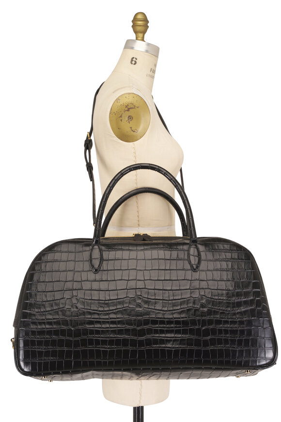 Totême Large Black Embossed Leather Traveler Bag - view 7