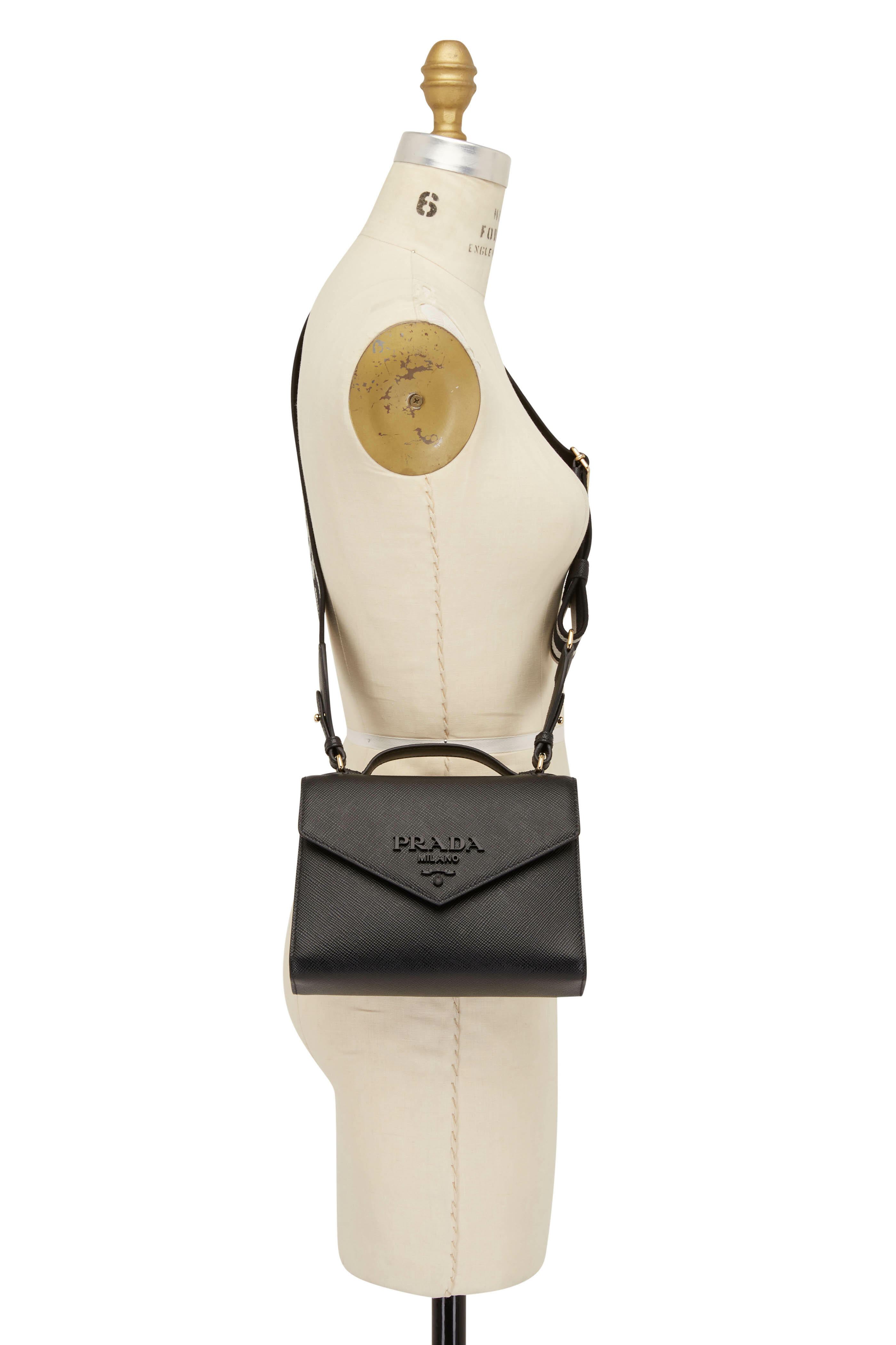 Prada Monochrome Saffiano Shoulder Bag- Black