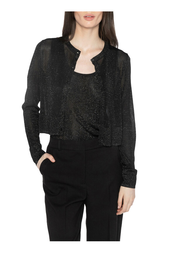 Kinross - Black Shimmer Crop Cardigan 