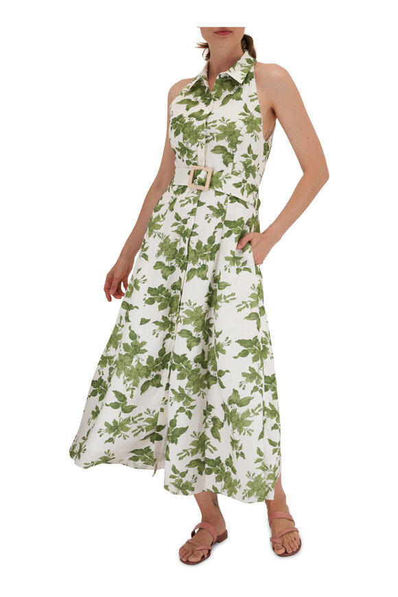 Sachin + Babi - Casey Ivory Narcissus Stretch Linen Belted Dress 