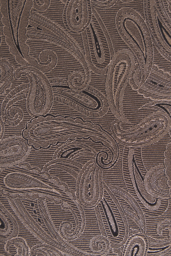 Canali Taupe Paisley Silk Necktie - view 2
