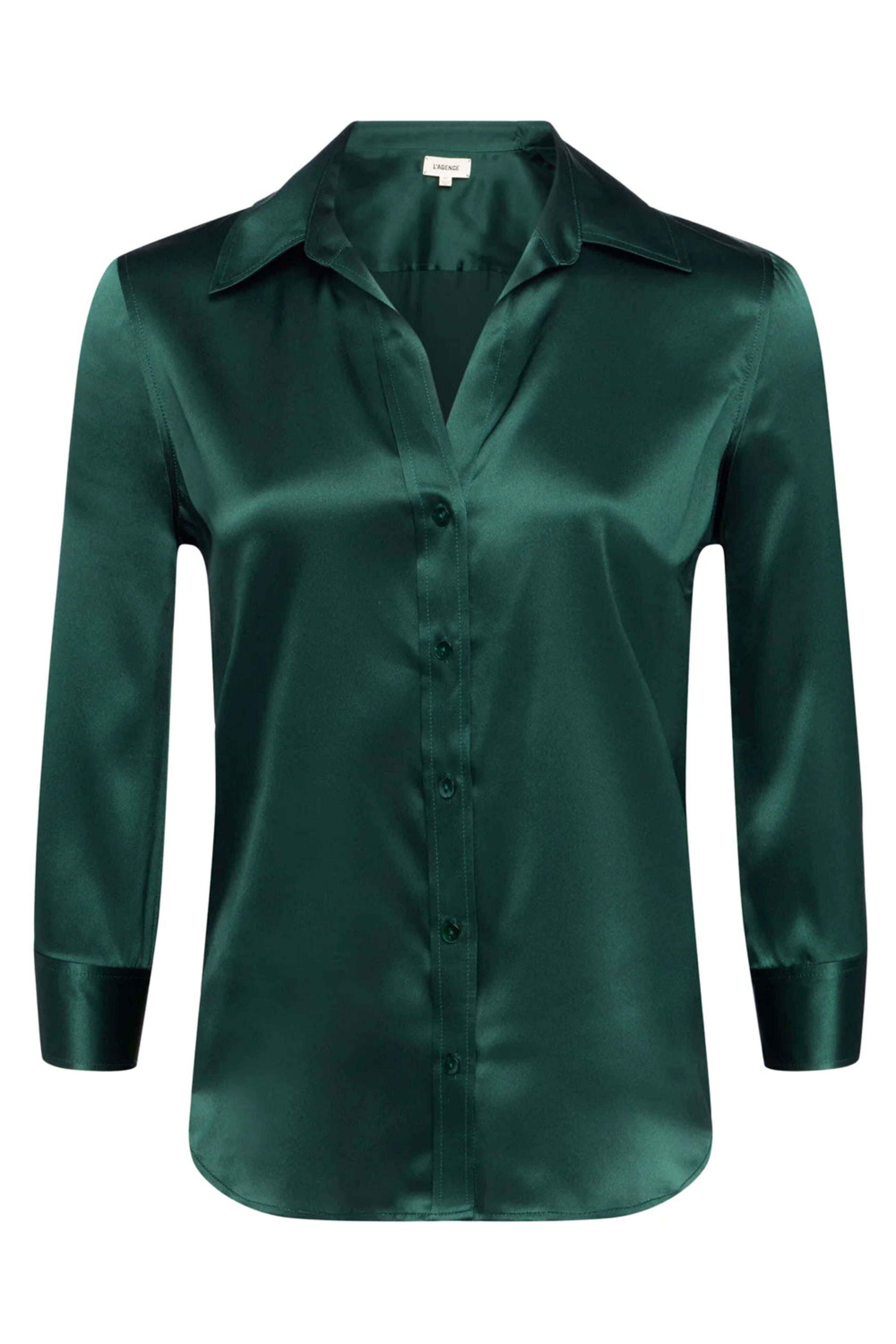 L'Agence - Forest Green Three Quarter Sleeve Dani Blouse