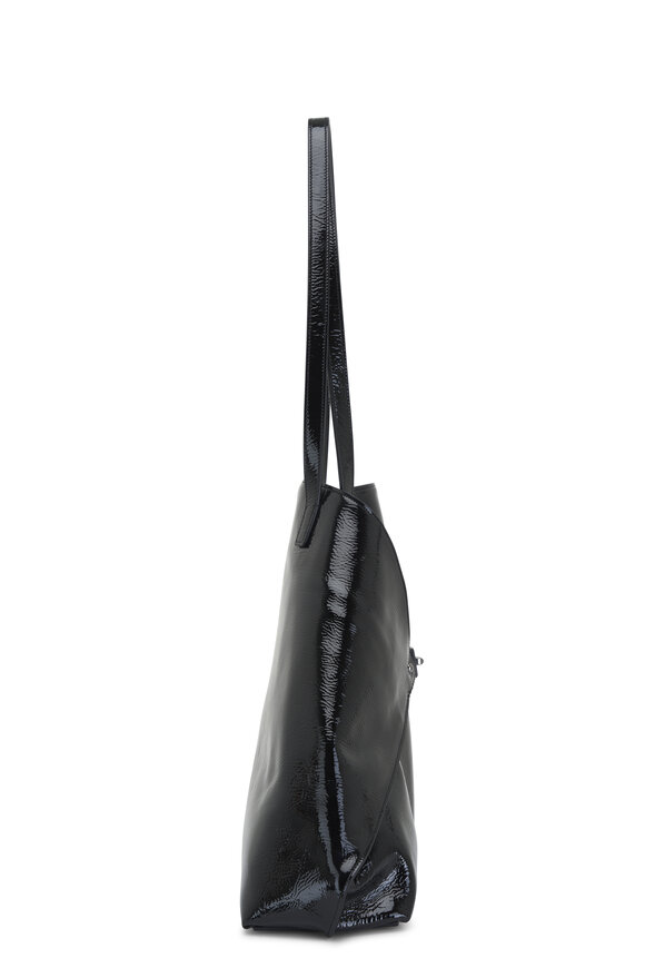 Akris - Medium Ai Black Crinkled Patent Leather Tote 