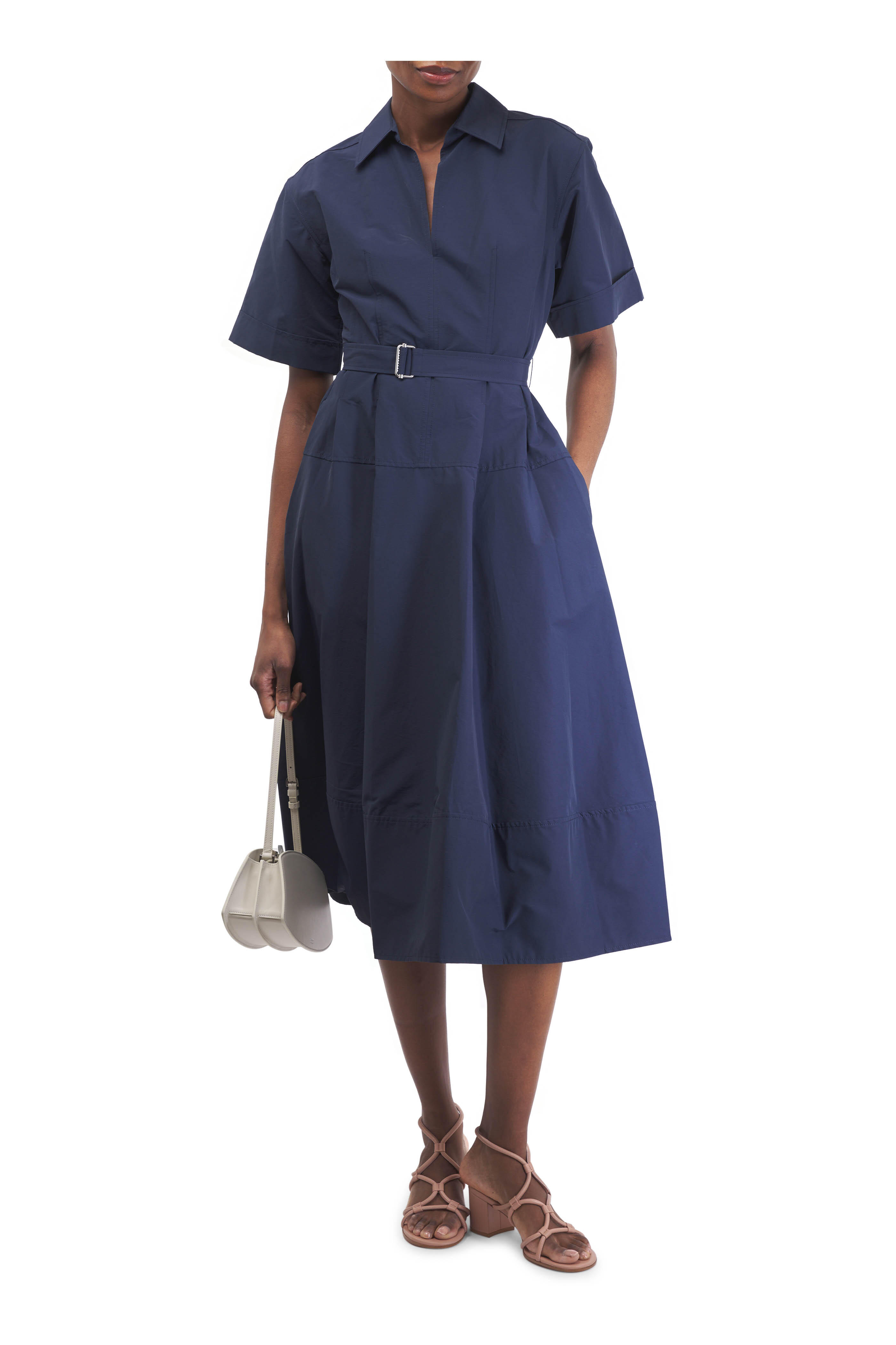 Simkhai - Deanna Midnight Short Sleeve Belted Midi Dress