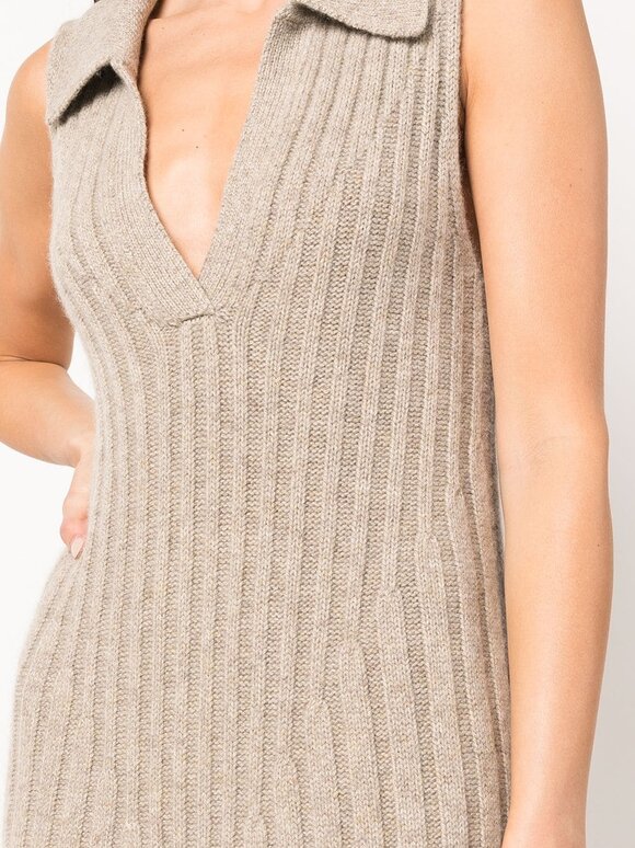 Khaite - Giselle Sepia Sleeveless Sweater Dress