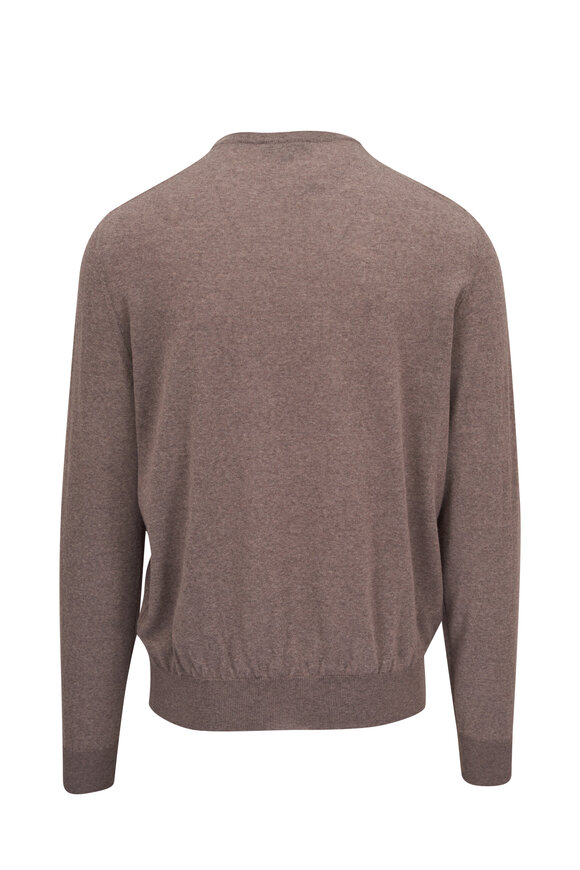 Canali - Tan Solid Wool Jersey Crew Sweater