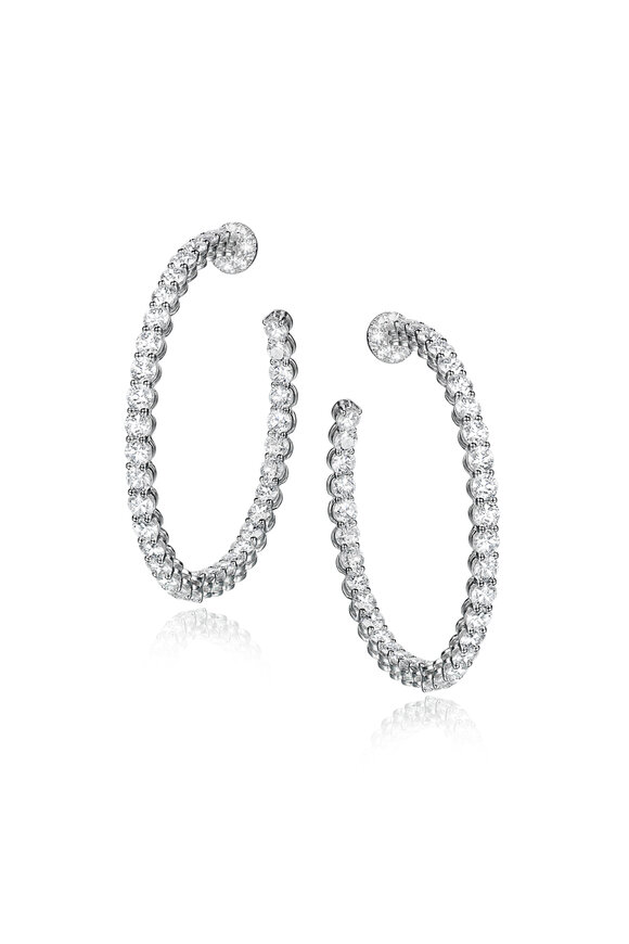 Nam Cho 18k White Gold Diamond Hoop Earrings
