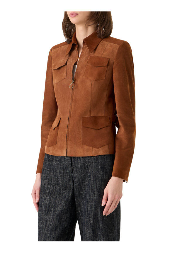 Akris Punto Hazel Suede Point Collar Jacket - view 4