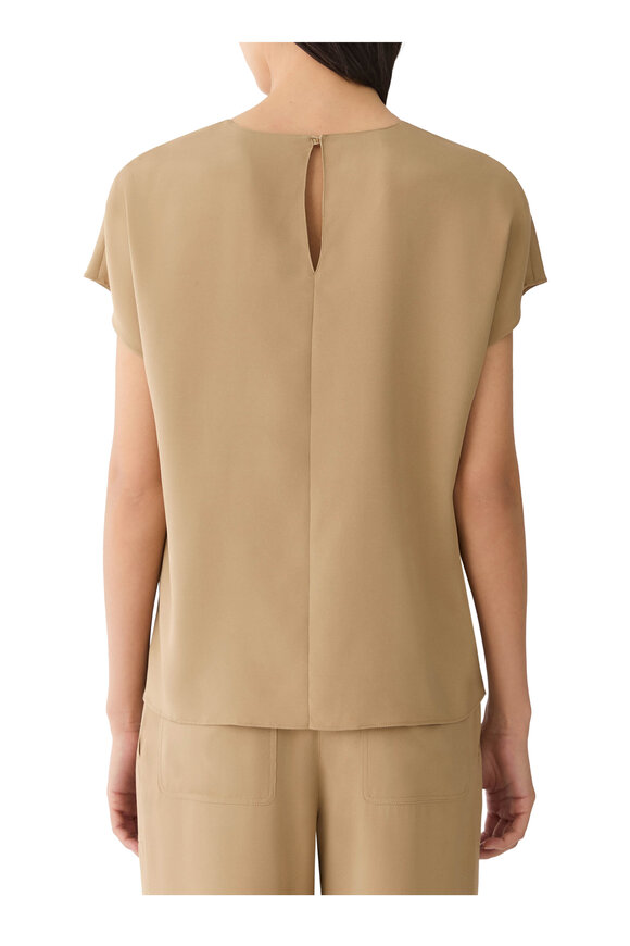 Lafayette 148 New York Cadet Khaki Silk Blouse - view 3