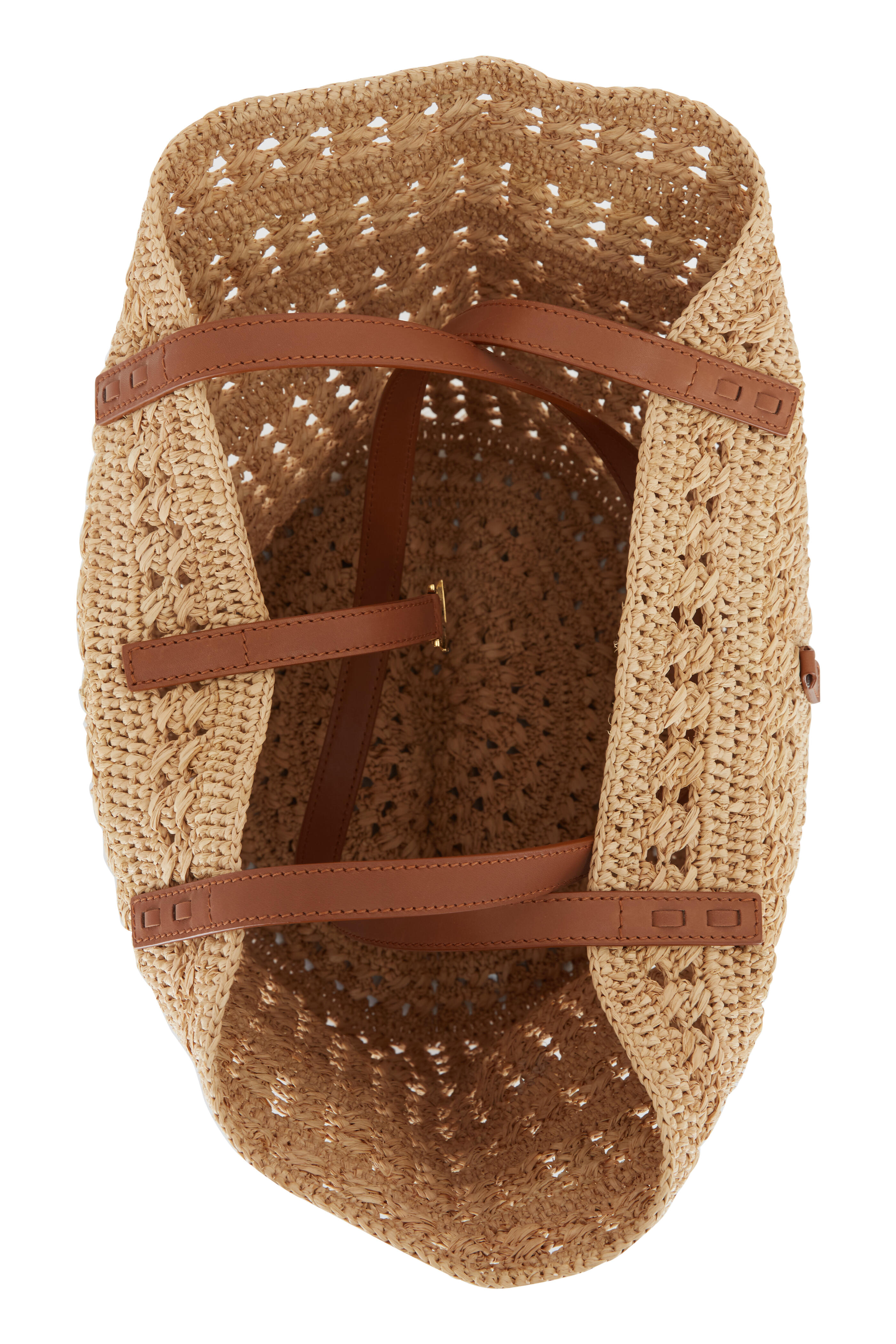 Saint Laurent - Panier Natural & Brandy Raffia Hobo