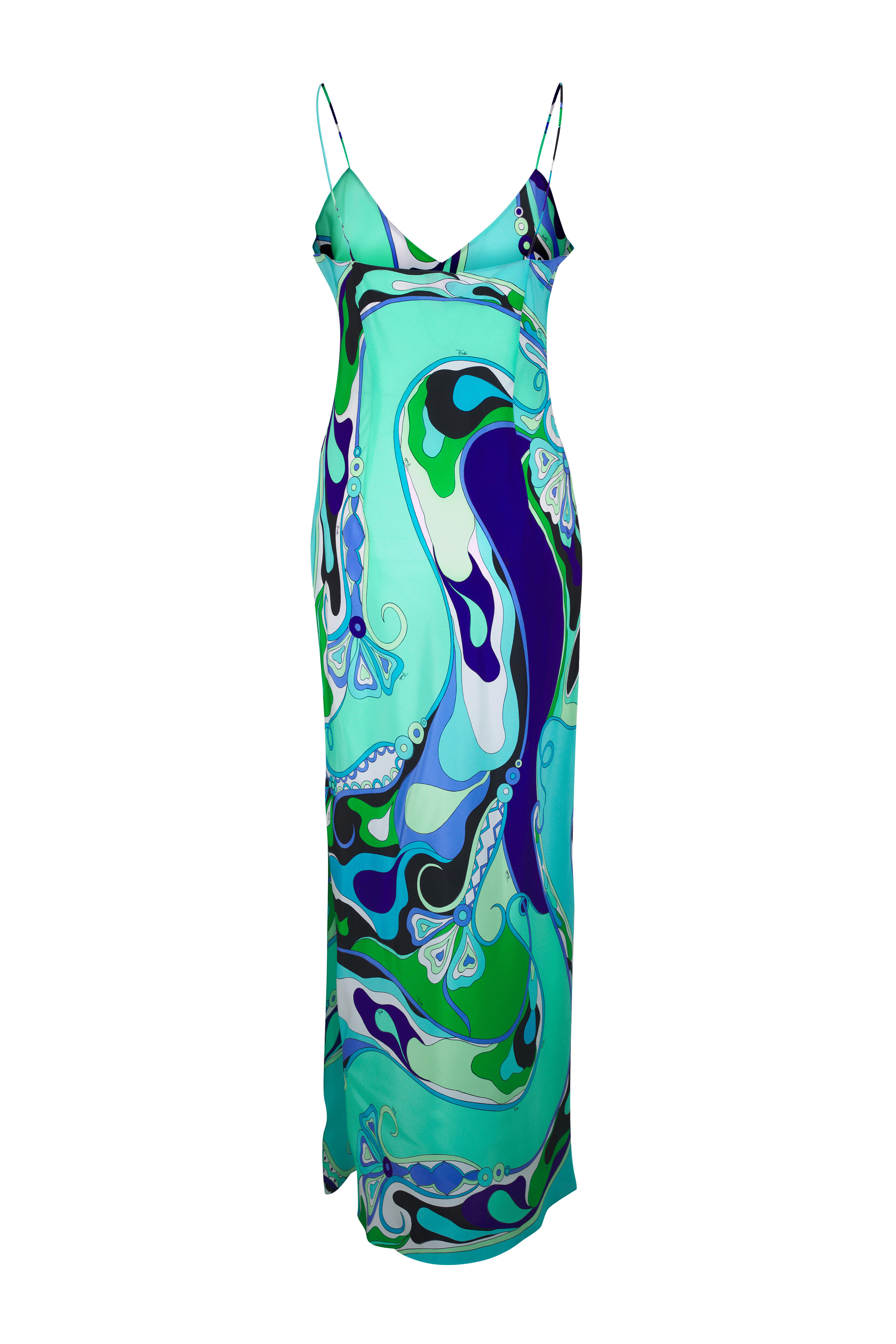Pucci - Green & Lilac Crepe De Chine Maxi Dress