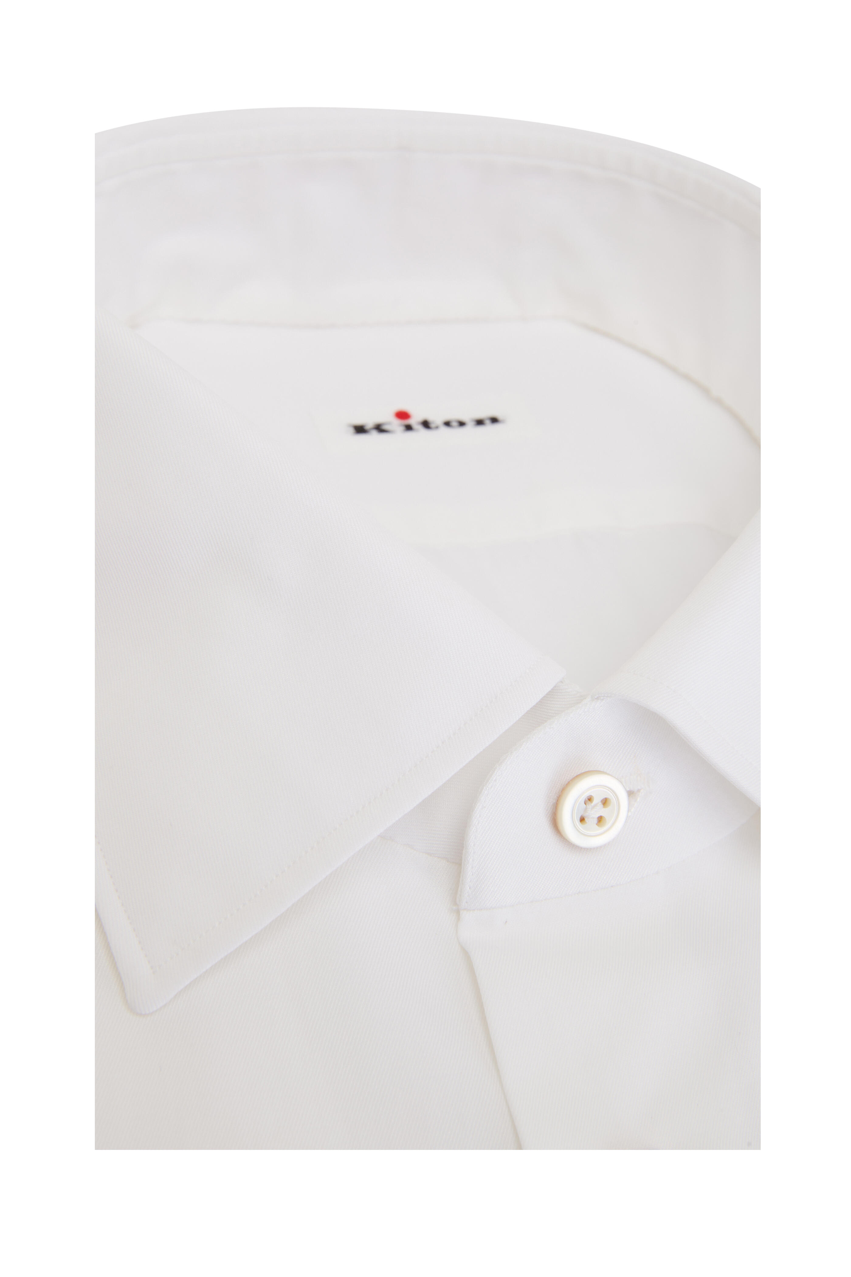 Kiton - White Cotton Dress Shirt | Mitchell Stores