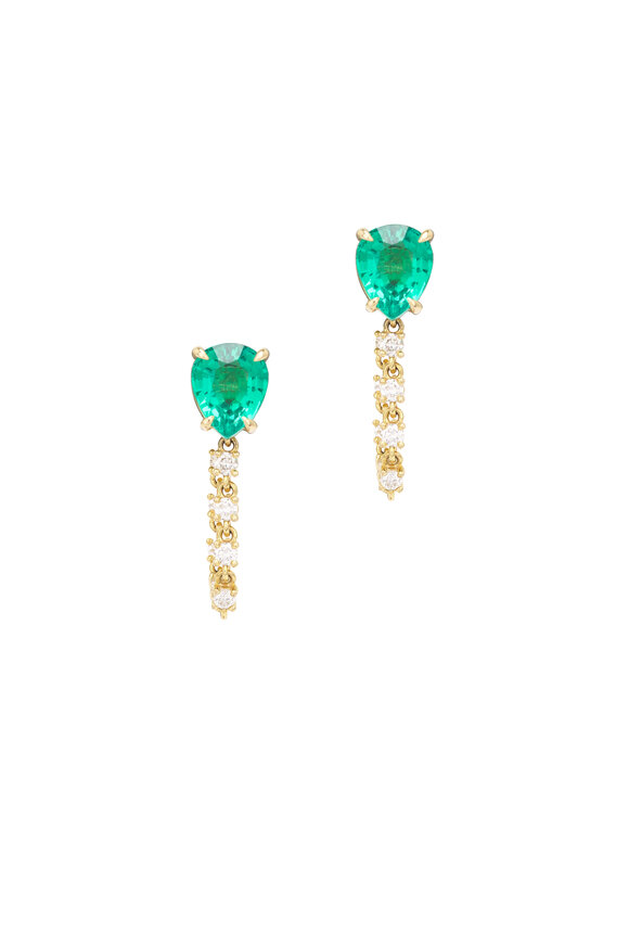 Cairo 18k Rose Gold Emerald & Diamond Earrings