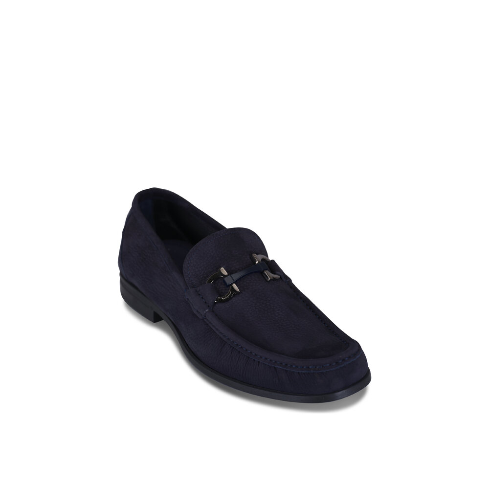Ferragamo - Grandioso Navy Blue Suede Loafer | Mitchell Stores display picture 2