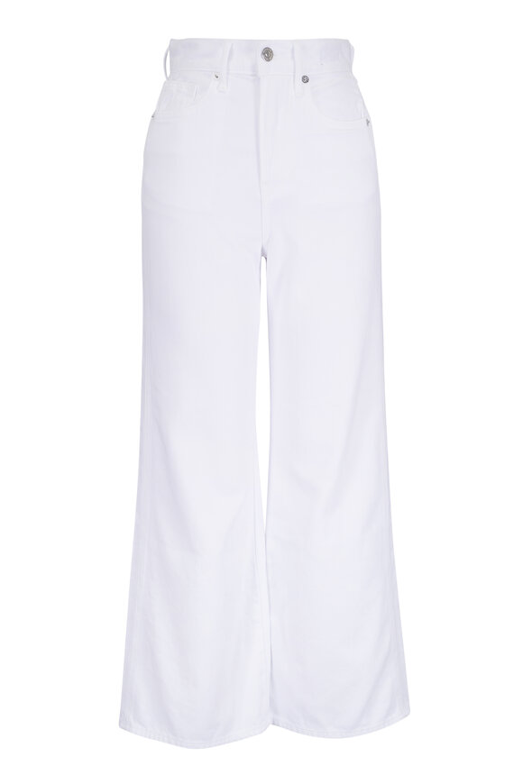 Veronica Beard Taylor White Cropped Wide Leg Jean