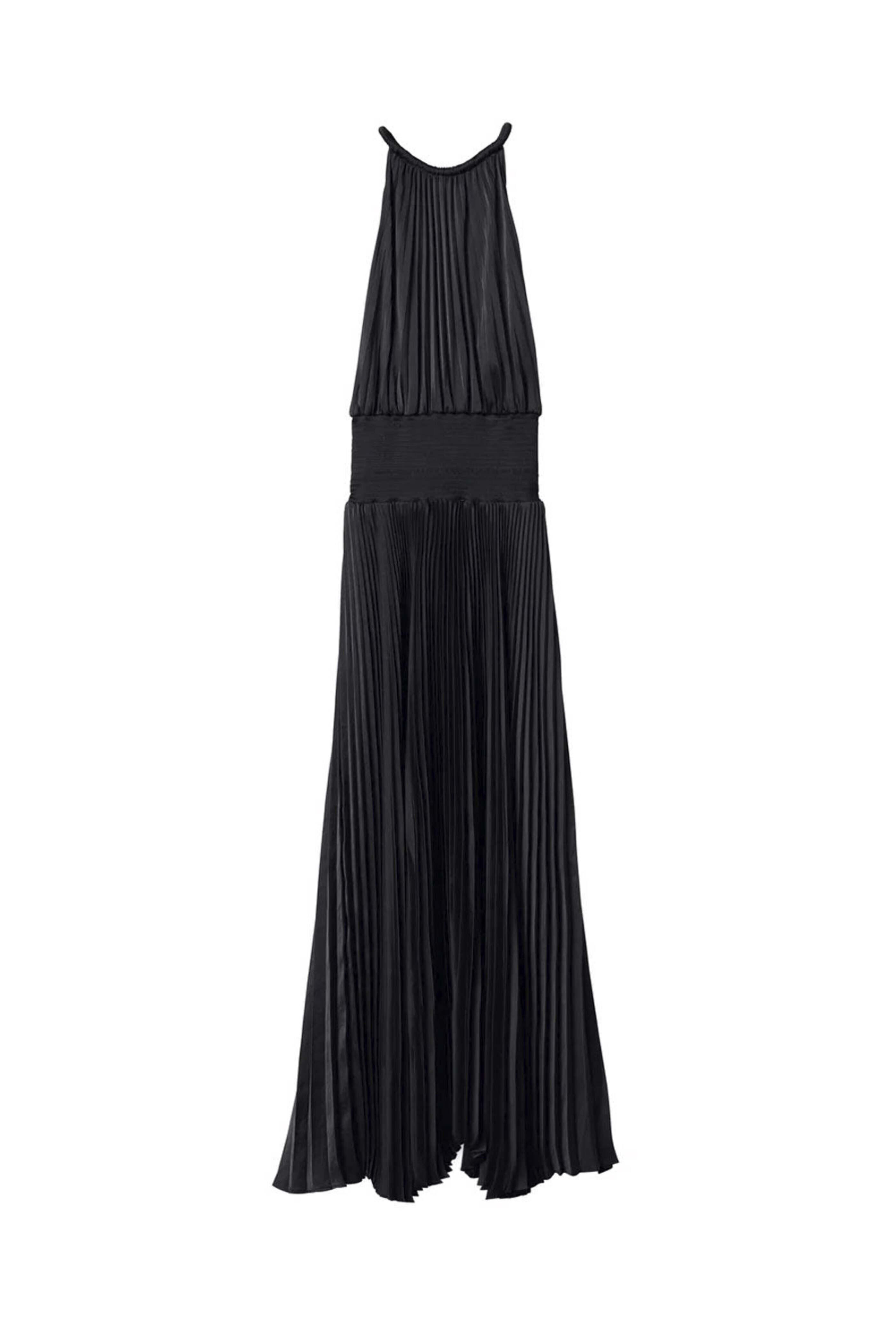 A.L.C. - Black Renata Satin Pleated Dress