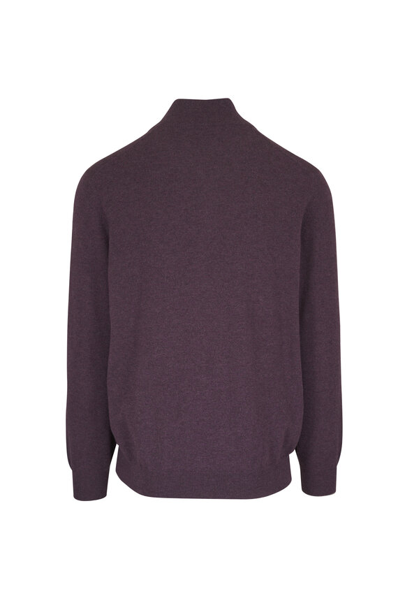 Brunello Cucinelli Purple Cashmere Quarter Zip Sweater - view 2