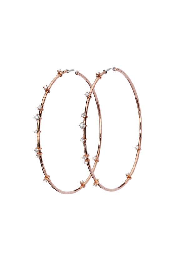 Mattia Cielo - Rugiada Collection Diamond Rose Gold Hoops