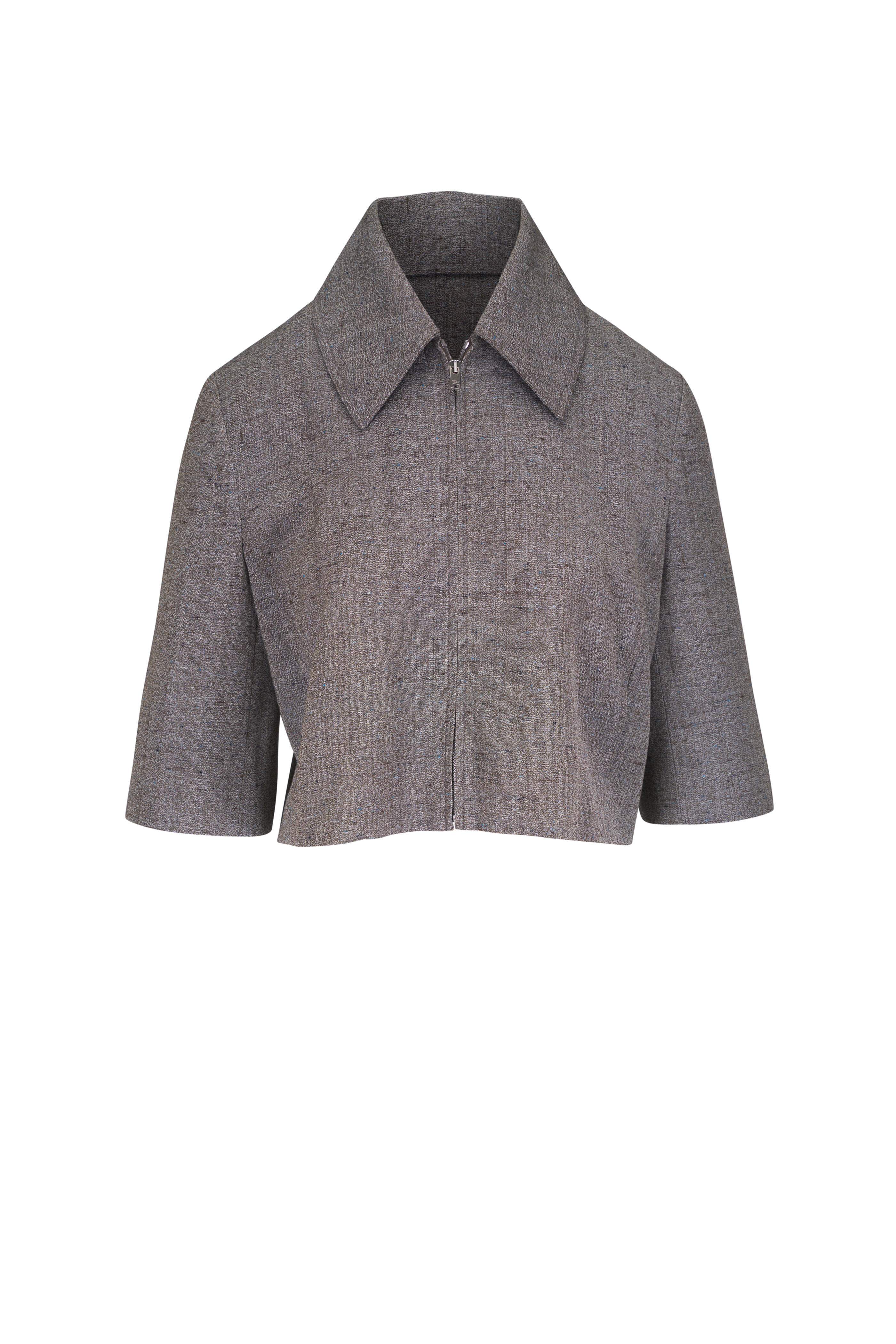 Bottega Veneta - Brown, White & Blue Knotted Mélange Crop Jacket