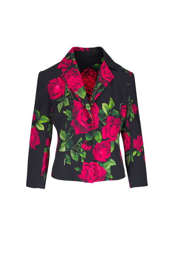 Dolce & Gabbana Dark Rose Print Charmeuse Jacket - view 1