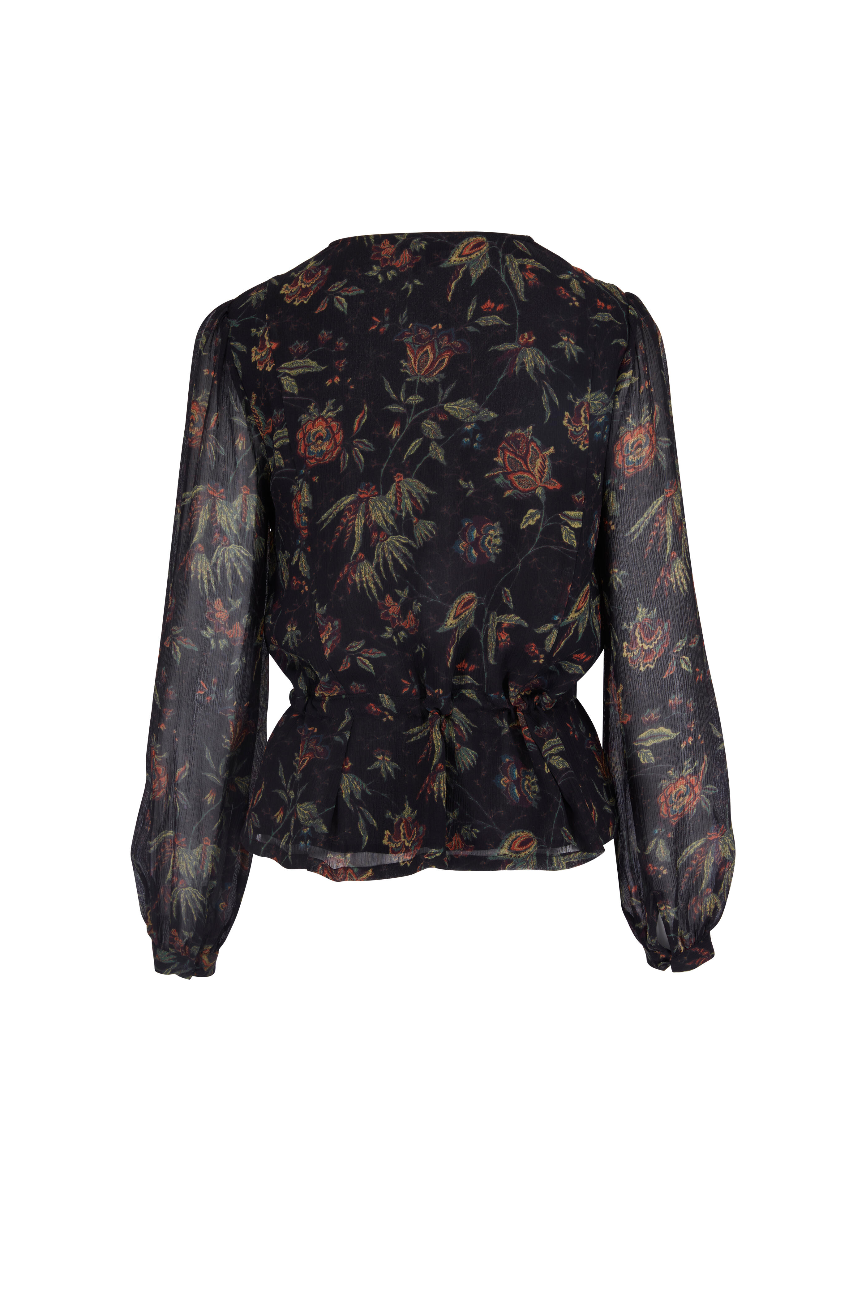 Paige - Cameron Black Silk Floral Blouse