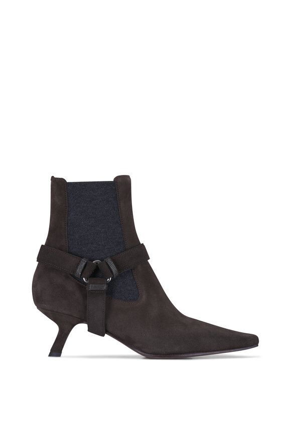 Brunello Cucinelli City Buckle Brown Suede Ankle Boot, 55mm - view 4