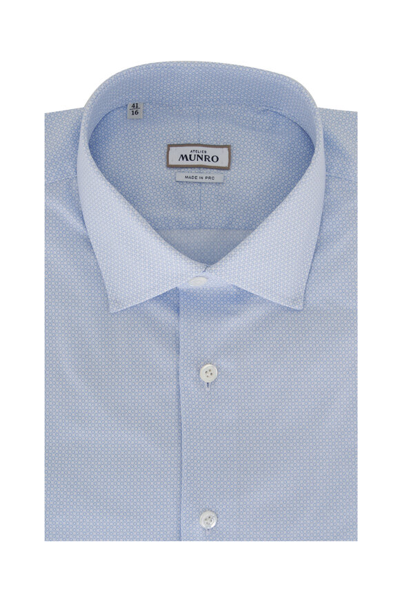 Atelier Munro Light Blue Circle Print Dress Shirt