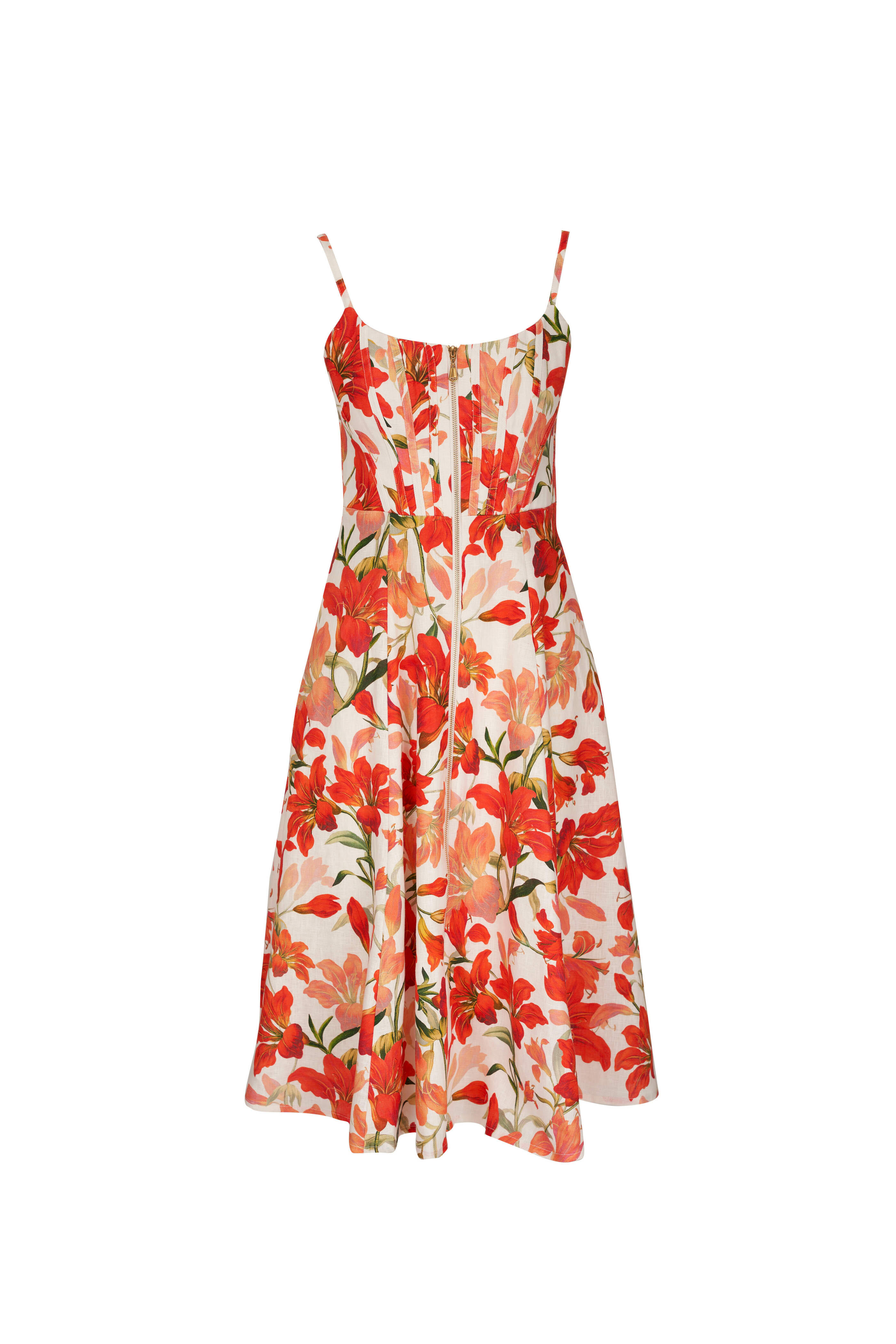 Zimmermann - Tranquility Red Lilly Linen Midi Dress