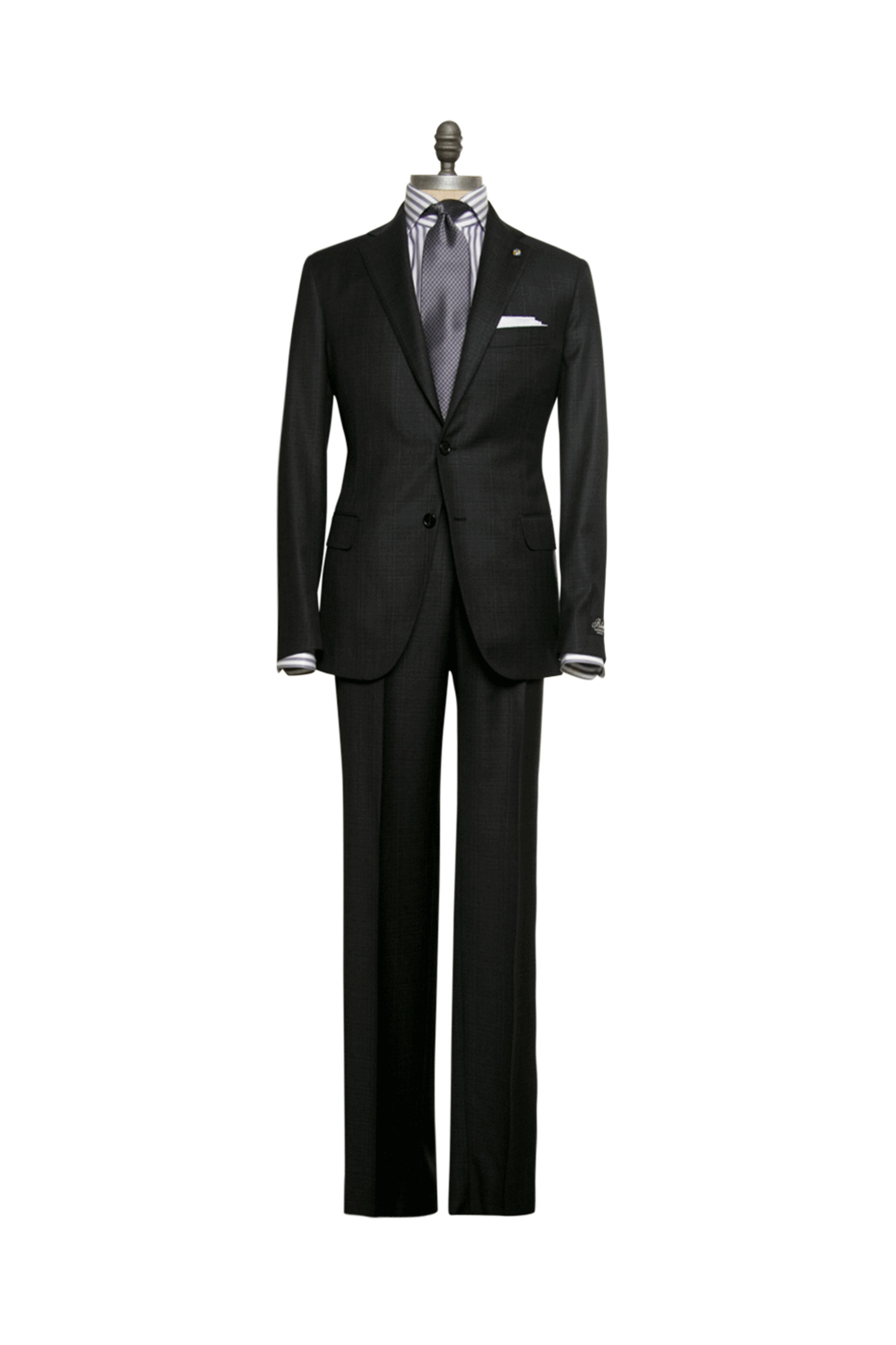 Belvest - Charcoal Grey Windowpane Wool Suit