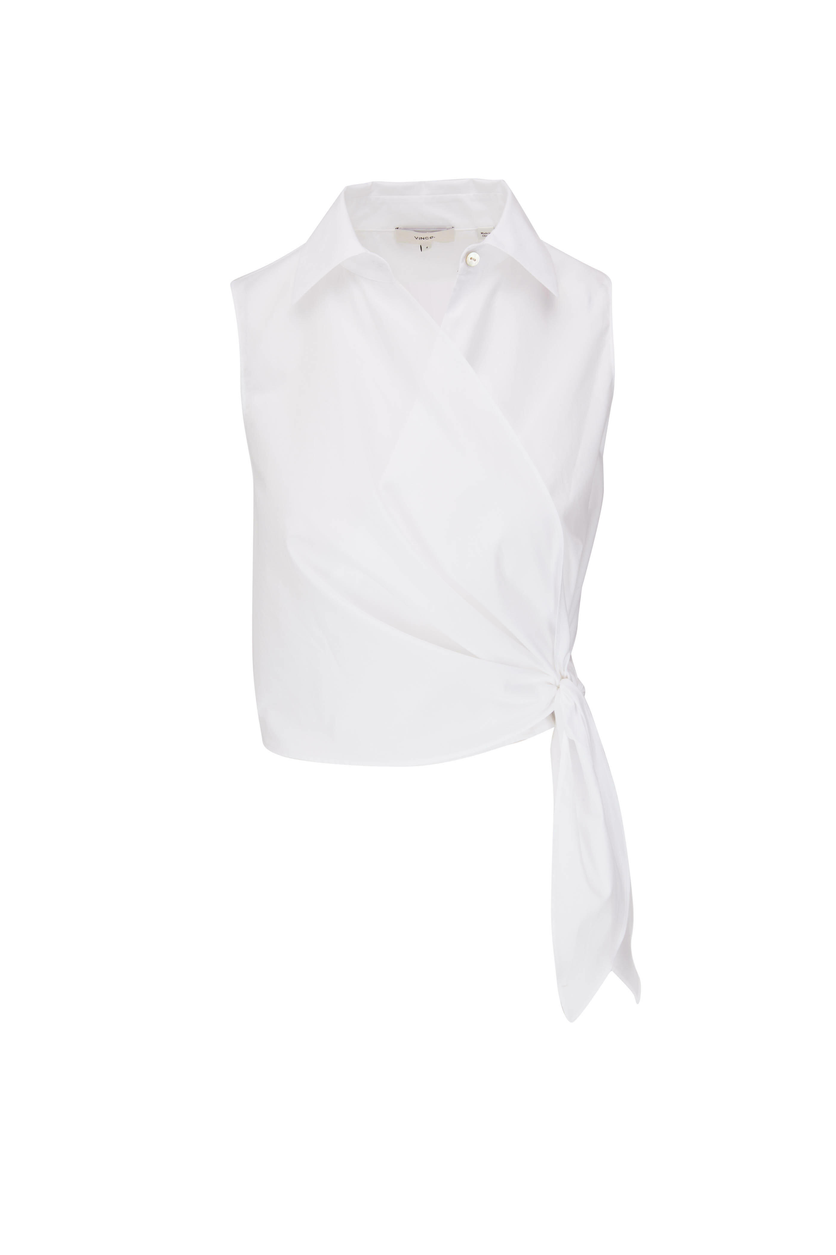 Vince - Optic White Sleeveless Wrap Shirt | Mitchell Stores