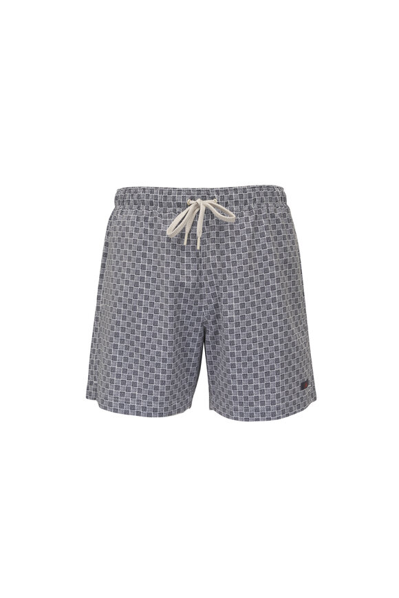 Faherty Brand All Day Graphite Shell Print Swim Trunks