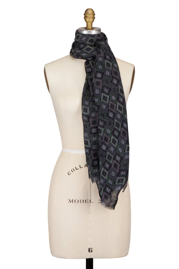 Chelsey Imports Olive Challis Print Wool Scarf - view 1