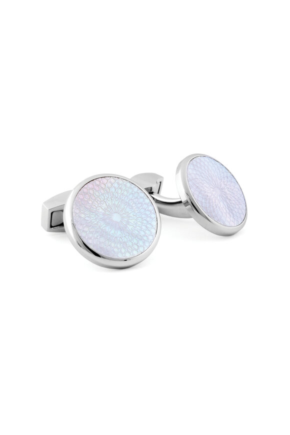 Tateossian Rotondo Guilloché Mother of Pearl Cufflinks