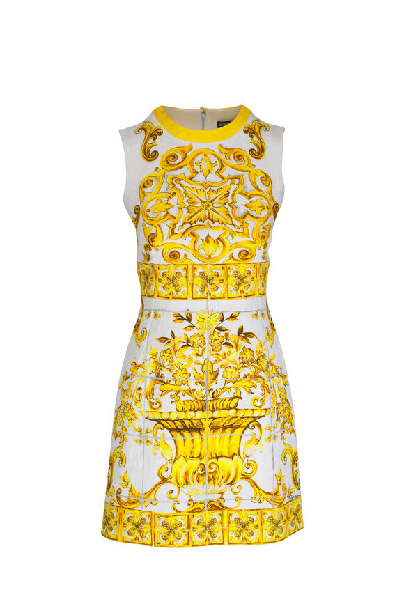 Dolce & Gabbana Maiolica Print Crewneck Mini Dress