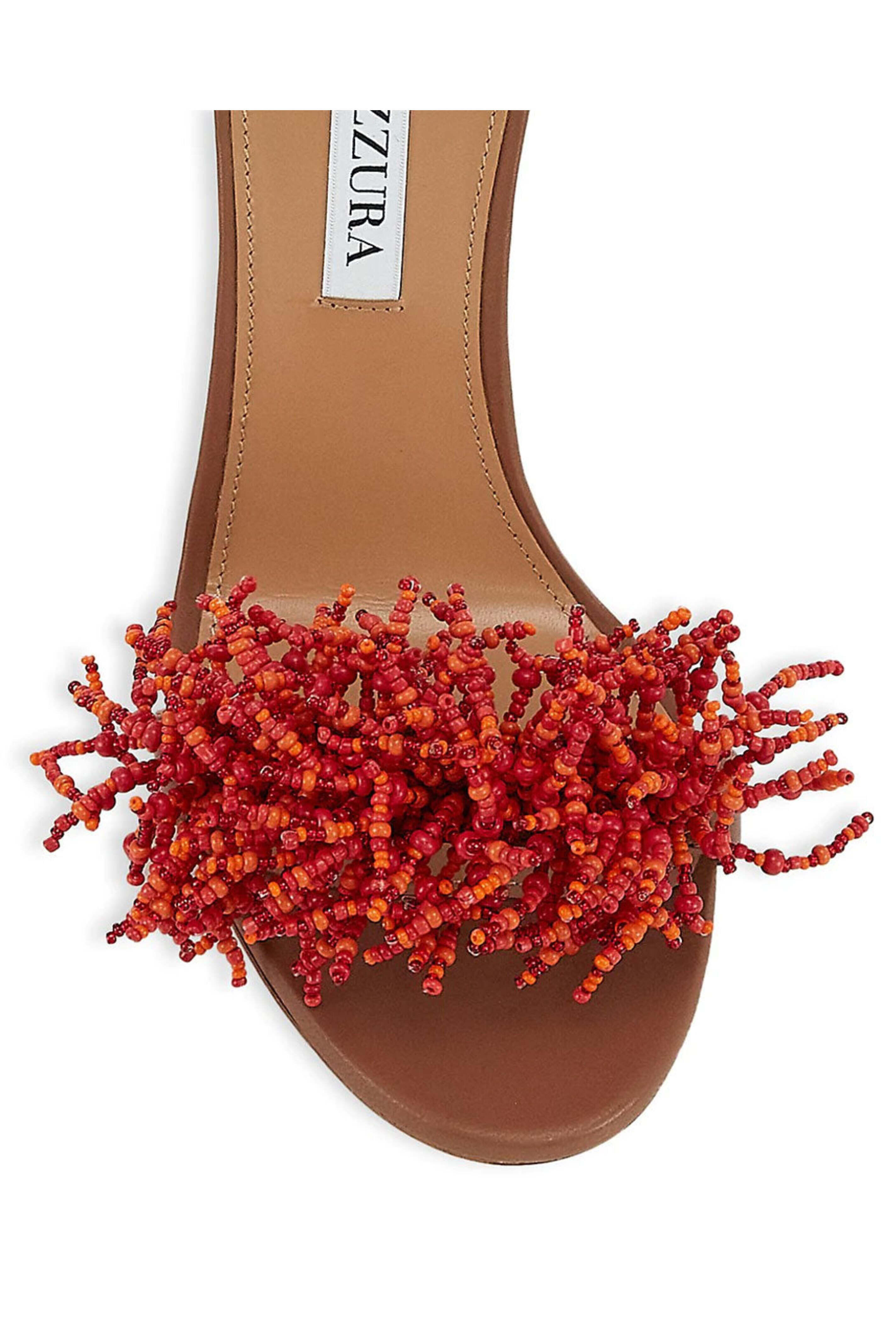 Aquazzura - Panarea Beaded Sandal in Cuoio