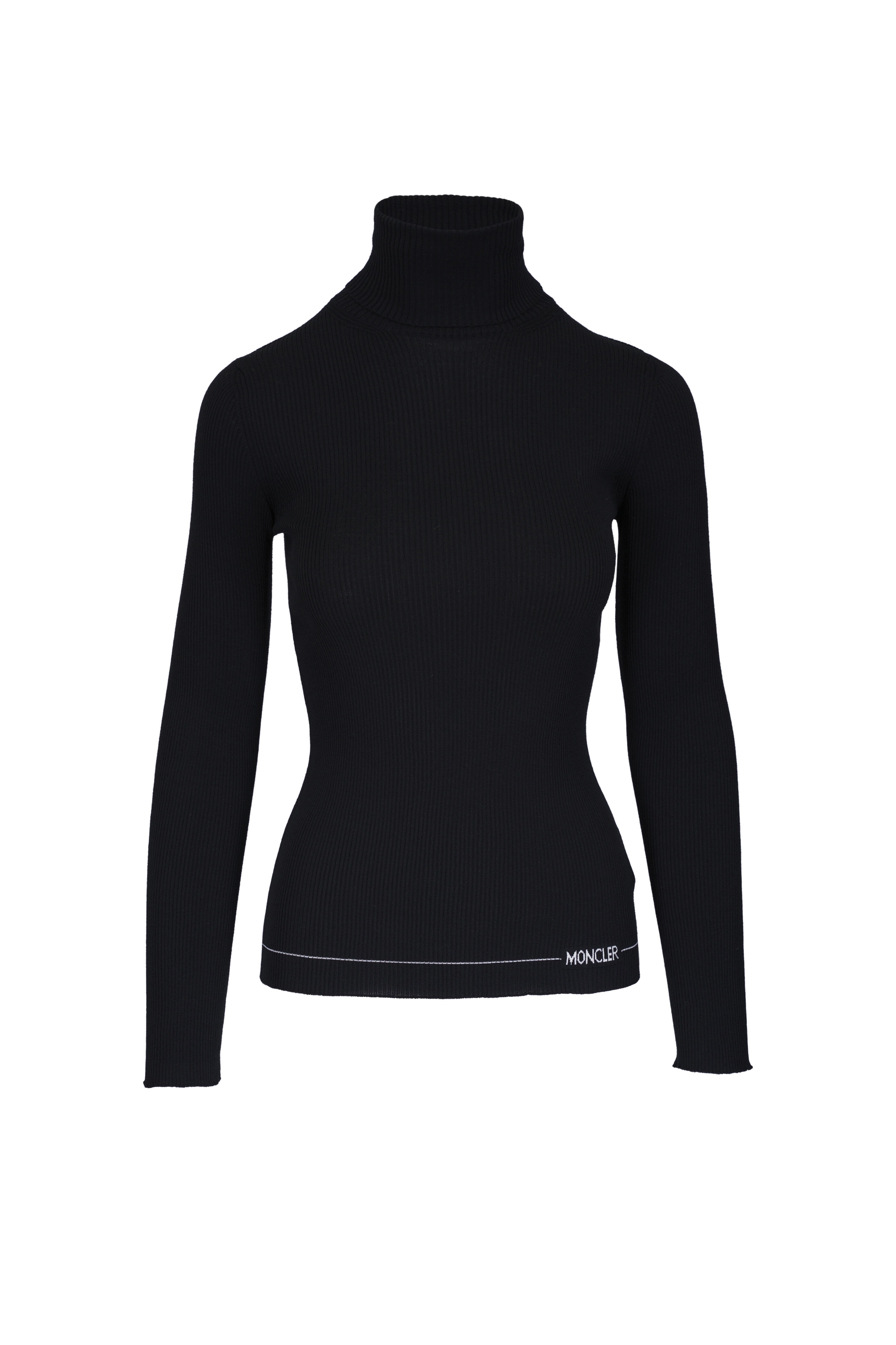 Moncler - Black Ribbed Long Sleeve Wool Turtleneck
