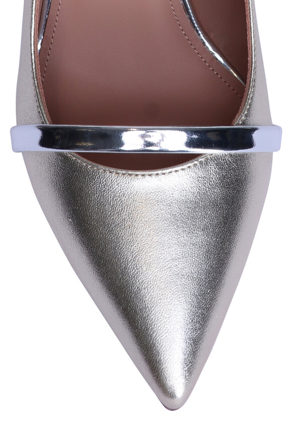 Malone Souliers Marion Platinum Leather Slingback Pump, 85mm - view 4