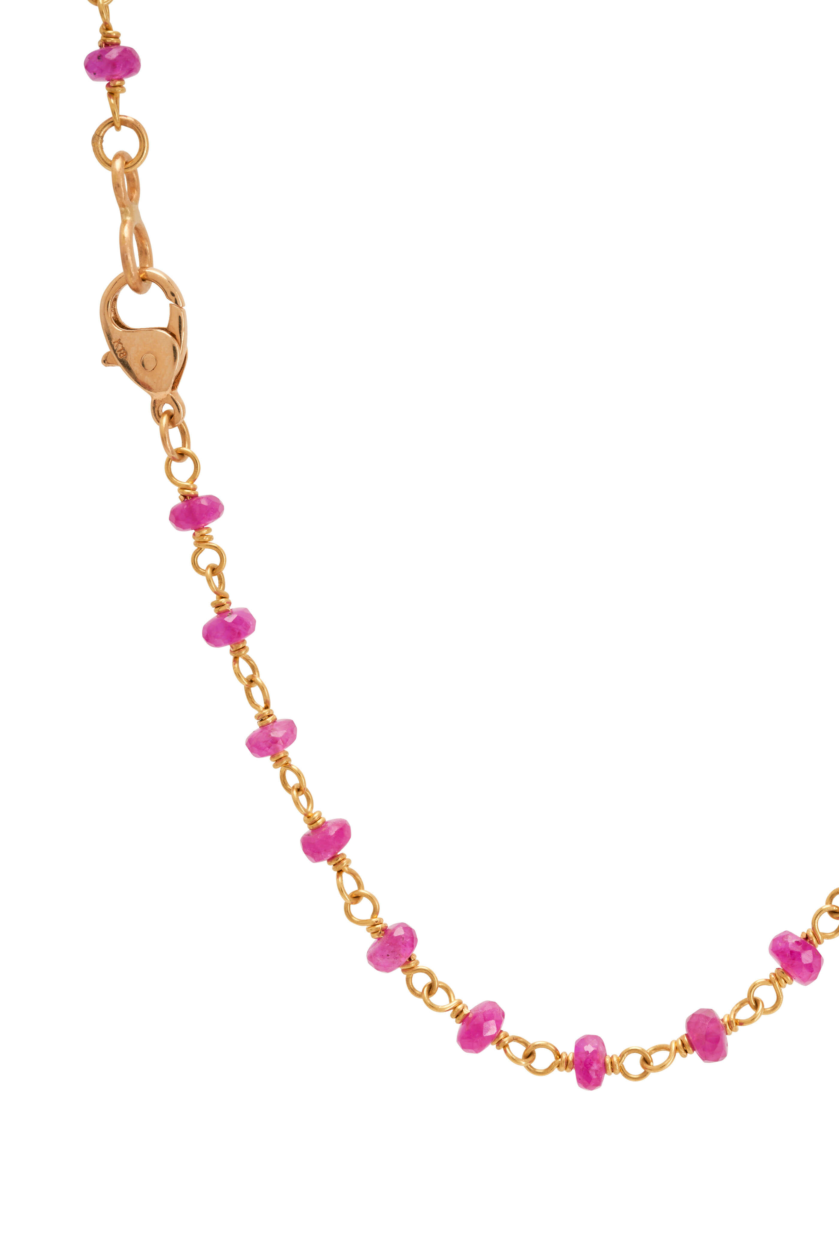 Beaded Faceted Ruby Necklace with Gold Beads