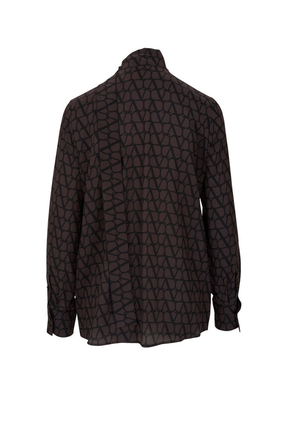 Valentino - Toile Iconographe Brown & Black Silk Blouse