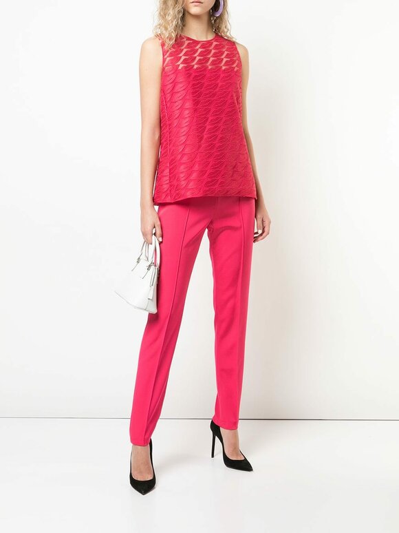 Akris - Pink Embroidered Lips Sleeveless Blouse