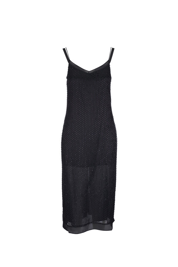 Vince Black Beaded Slip Dress