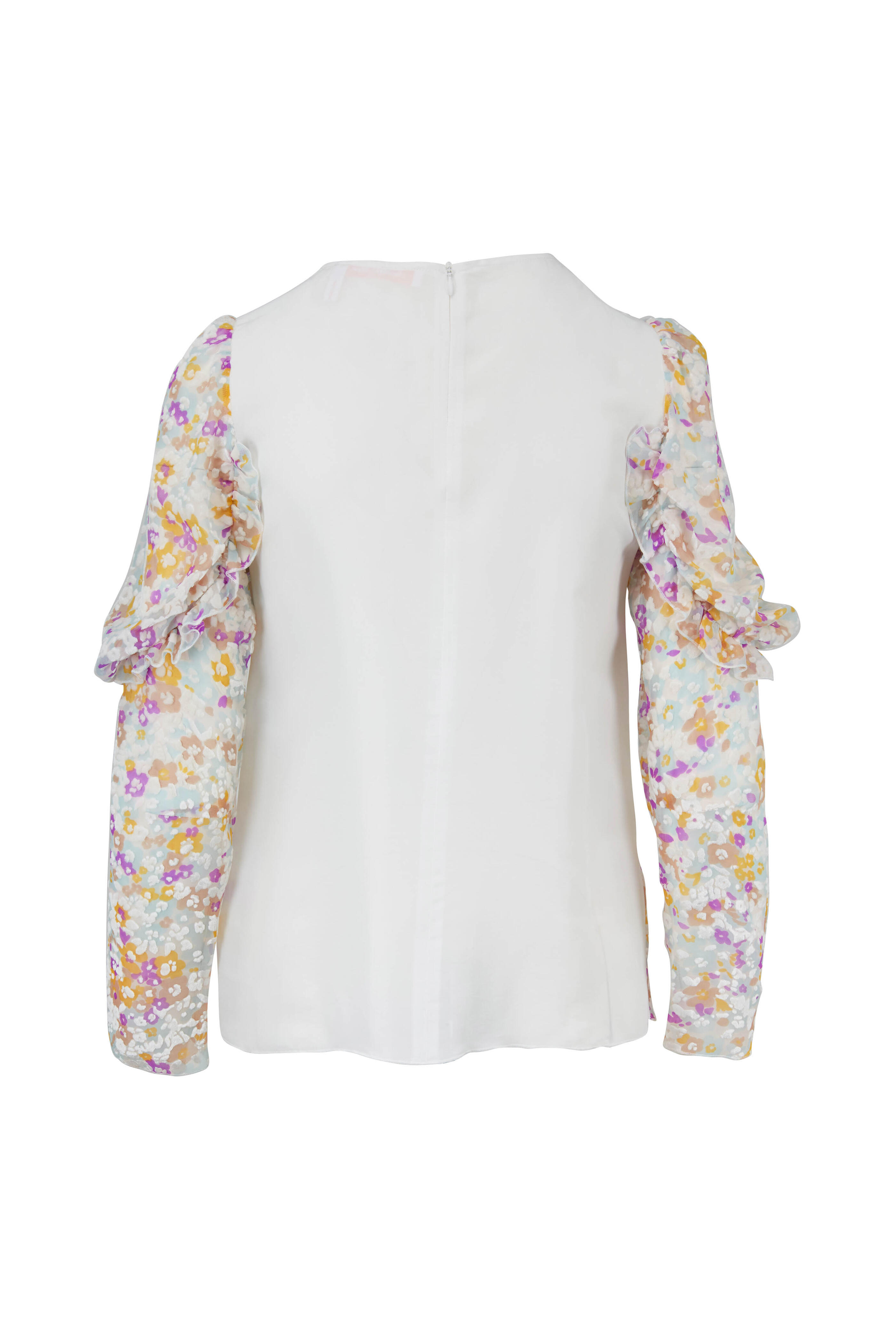 See by Chloé - Multicolor Silk Ruffle Sleeve Top