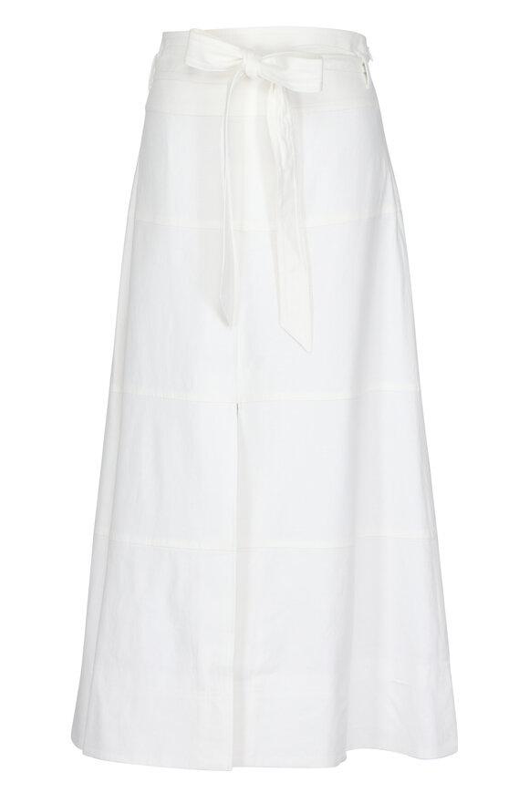 Tanya Taylor Hudson White Belted Midi Skirt