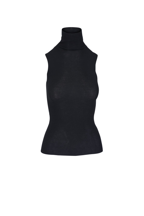 Dorothee Schumacher Merino Wool Sleeveless Turtleneck Knit Top