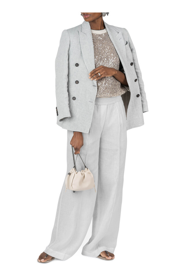 Brunello Cucinelli Light Gray Metallic Double Breasted